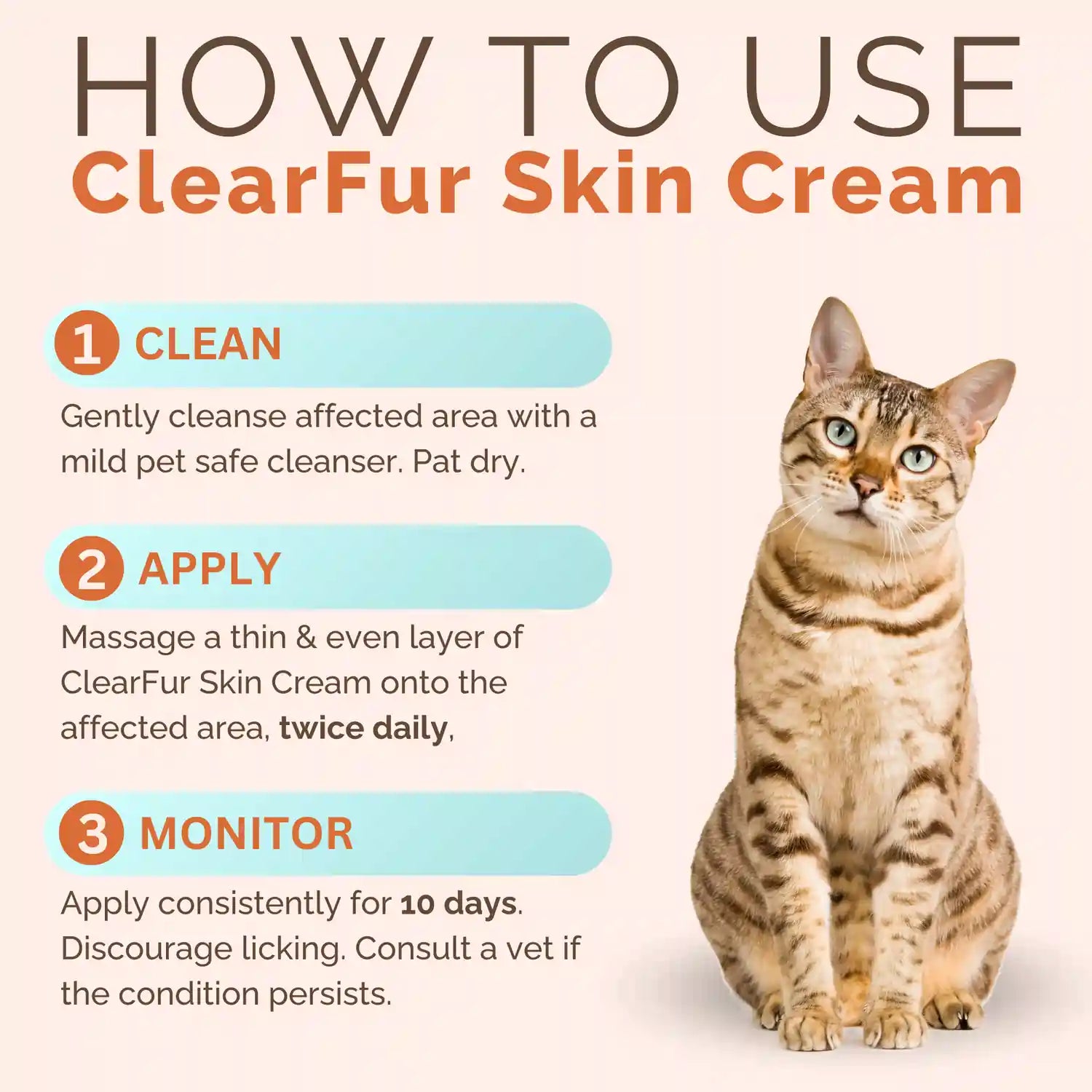 ClearFur Natural Hot Spot & Itch Relief Skin Cream for Dogs & Cats | How To Use With Cat Photo Image